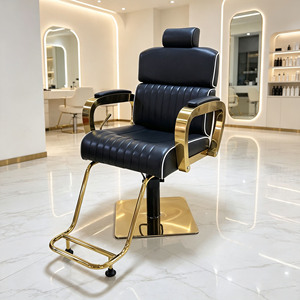Sillón de Barbería Hidráulico Retro 360 °   Sillón de Barbería Reclinable y Giratorio con Reposapiés para Peluquería - Product Image 2