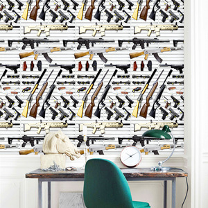 Autocollant mural créatif en forme de pistolet, en PVC, étanche, pour la décoration de la maison, 45CM x 10M, forme irrégulière, 3DSA1039 - Product Image 3