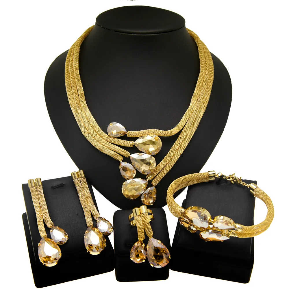 Zhuerrui High Quality Bridal Wedding Jewelry Set 18 k Neckless Jewelri Fashion Sets Brazilian Gold Jewelry Wholesale H20022