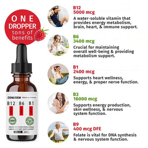 Gotas Líquidas de <span class=keywords><strong>Complejo</strong></span> de Vitamina <span class=keywords><strong>B</strong></span> 60ml con B12 5000mcg, B6 3400mcg, B1 2400mcg, Niacina, Folato, 100% Vegano, Sin GMO, Sin <span class=keywords><strong>Alcohol</strong></span> - Product Image 3