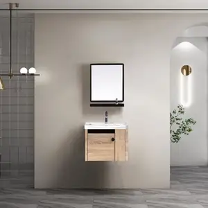 Min sizes bathroom cabinet Mirror Toilet Cabinet Gray Oak Hotel Type Wall-mounted Bathroom Vanity Set