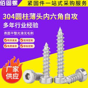 304 Stainless Steel Cylindrical Head Internal Hex Self Tapping Screws M2 M3 M4 M5 Metric Grade A Construction Industry - Product Image 5