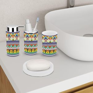 Juego de 6 Accesorios de Baño con Diseño de Cerámica Mexicana Talavera, Decoración Boho para Encimera, Herrajes de Baño para Uso Doméstico, China - Product Image 2