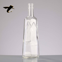 Bouteille à liqueur en verre super flint de haute qualité 700 ml, impression personnalisée pour Tequila, Vodka, Whisky, spiritueux, bouchon en liège, fond épais, vide
