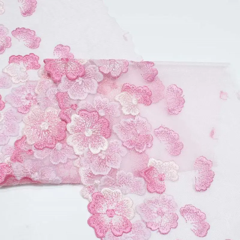 simple embroidery lace trim 3D flower clothing design curtain accessories 18.5cm mesh lace
