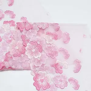 Renda bordada simples 3d flor acessórios de cortina de malha 18.5cm