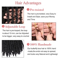 Extensions de cheveux tressées au crochet pour femmes, fausses locks afro pré-bouclées, douces et vieillies, style papillon, 22-24 mèches, vente en gros
