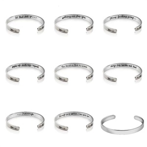 Fashion Jewelry <b>Bracelets</b> Bangle <b>Adjustable</b> 18K Gold Plated 8mm Custom Engraved Logo Stainless Steel Open Cuff <b>Bracelet</b> - Product Image 6