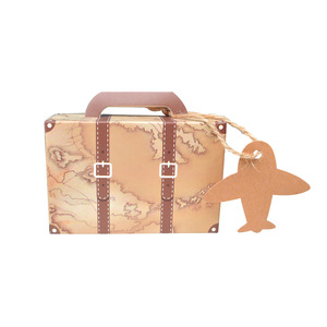 Confezione regalo creativa in carta Kraft Vintage scatola di caramelle nuziali aereo e mappa <span class=keywords><strong>a</strong></span> <span class=keywords><strong>tema</strong></span> viaggio bomboniere - Product Image 4