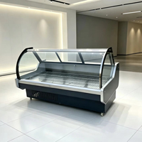 Vitrine Réfrigérée de Supermarché pour Viande avec Comptoir de Service en Verre, Économe en Énergie, Éclairage LED Réglable et Refroidisseur d'Air