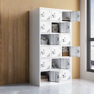 Armoires métalliques, armoires de rangement, armoires de rangement en acier <span class=keywords><strong>à</strong></span> 18 portes avec poignées et serrures intérieures, utilisation pour les dortoirs scolaires, les hôpitaux - Product Image 4