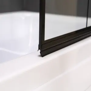 Pantalla de ducha de baño individual con pintura negra, 800x1400mm, con perfil pivotante