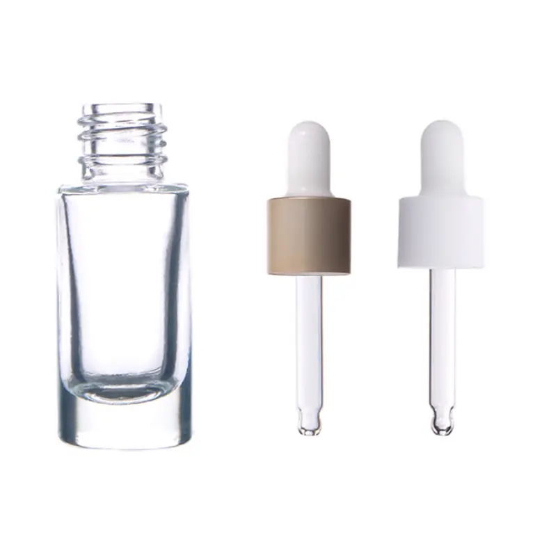 30Ml Serum Glazen Druppelcilinder Platte Schouder Druppelaar Matte Flessen Met Metalen Schroefdop