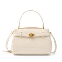 Sac à main carré à rabat en cuir de vache véritable pour femme, motif crocodile