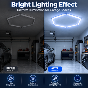 Lampe de plafond modulaire hexagonale à LED bleue, éclairage haute luminosité pour atelier de détaillage automobile, garage - Product Image 2