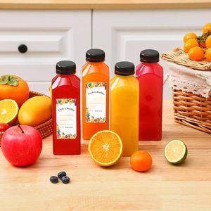 <span class=keywords><strong>475ml</strong></span> Pháp vuông nhựa nước trái cây chai lạnh-ép chai nước trái cây với trắng làm xáo trộn nắp bằng chứng - Product Image 2