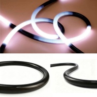Bande lumineuse LED flexible en silicone noir pour extérieur, RGB pleine couleur programmable, 360 degrés, IP65, 24V, CRI95, garantie 2 ans