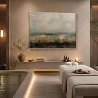 Peinture à l'huile sur toile faite à la main, paysage tonaliste neutre et brumeux, texture Wabi Sabi, art abstrait pour la décoration du salon