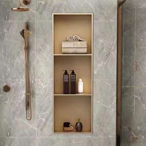 Accesorios de baño Estante empotrado montado en la pared Oro Uno Dos Tres capas Nichos de ducha impermeables de acero inoxidable 304 - Product Image 2