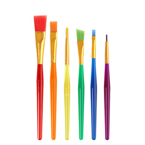 Pincel de Uñas de Fibras Artificiales con Mango de Plástico y Cristal de Colores, 6 Piezas, para Pintura al Óleo y Acuarela DIY para Niños - Product Image 5
