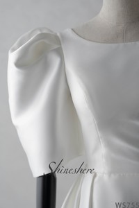 Nouvelle Collection Vintage blanc ivoire Satin robe de mariée pour les femmes manches courtes bouffantes une ligne robes de mariée <span class=keywords><strong>2022</strong></span> - Product Image 6