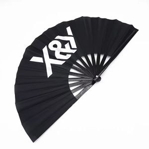 Personalized Decoration Black Large Wooden Folding Custom Printed Bamboo <b>Hand</b> Fan - Product Image 1