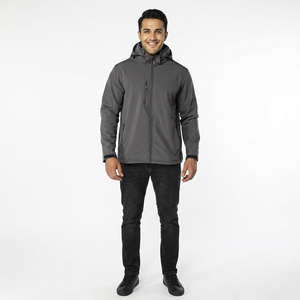 Men's Fashionable Hooded Fleece <b>Jacket</b> Custom Made High Quality Softshell Coat Pattern Decoration Winter <b>Light</b> Knitted Fabric - Product Image 1