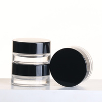 Emballage en verre pour soins de la peau 5g, transparent, givré, crème cosmétique, pot vide rechargeable, pot pour crème pour le visage avec couvercle noir