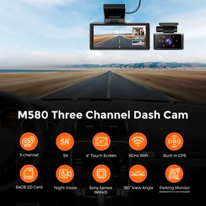 AZDOME 5K Dash Cam M580 AZDOME 2.4G/5G Dual Band Wifi Car Black Box schermo da 4 pollici GPS Tracker telecamera per auto in vendita