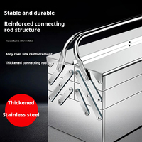 Boîte à Outils Épaissie en Acier Inoxydable, Multifonctionnelle pour Usage Domestique, Pliante à Trois Niveaux, Qualité Industrielle