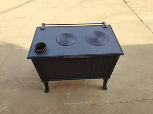 Estufa de Leña de Venta Directa de Fábrica de Hierro Fundido Negra para Cocina con Diseño Gráfico Horno de Cocina Moderno y Estufa de Leña Grande BSC003 - Product Image 6