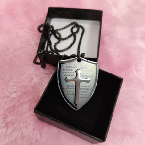 Collar de Bisutería de Moda para Mujer, Conjunto de Collar y Colgante de Acero Inoxidable con Diseño de Escudo - Product Image 1