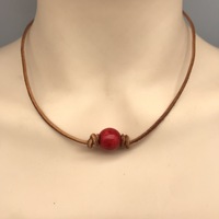 Collier minimaliste fait main en cuir véritable avec perles de pierres précieuses naturelles, ras-de-cou délicat, bijoux spirituels de yoga, cadeau d'anniversaire