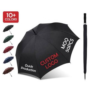 Large Size Double Canopy Straight 190T Golf <b>Umbrella</b> Custom Logo Silk Screen Printed <b>Automatic</b> Opening-Black Red Grey Promotion - Product Image 1