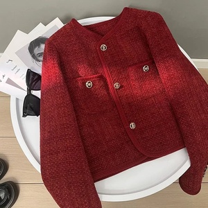 Noir petit parfum <span class=keywords><strong>manteau</strong></span> court 2025 nouveau printemps et automne mince Tweed à manches longues haut vestes pour femmes - Product Image 1