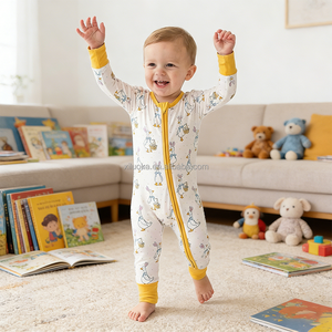 Custom Print Baby <strong>Clothes</strong> Wholesale Kids Clothing Bamboo Viscose Spandex Sleepers Bamboo Baby Pajamas Sleepwear - Product Image 2