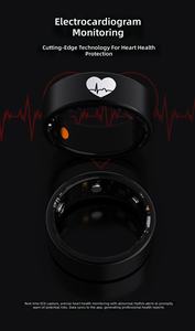 Anneau intelligent noir, tracker de santé, ECG, fréquence cardiaque, oxygène sanguin, suivi du sommeil, moniteur de forme physique, étanche IP68, contrôle par application - Product Image 3