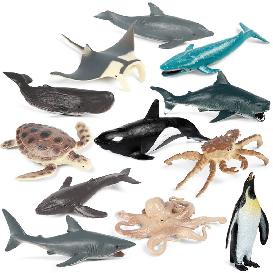 Оптовая продажа с фабрики, 12 шт., Пластиковые Фигурки морских животных из ПВХ, морские фигурки животных, модели игрушек