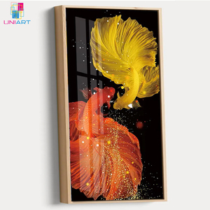 Vendita calda UNIART <span class=keywords><strong>di</strong></span> lusso moderno dipinto <span class=keywords><strong>di</strong></span> cristallo <span class=keywords><strong>di</strong></span> pesce d'oro <span class=keywords><strong>di</strong></span> una coppia per la decorazione della casa e la decorazione del soggiorno - Product Image 4