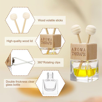 Diffuseur de parfum unique en verre, diffuseur de voiture, bouteilles à clip pour grille d'aération avec bouchon en bois