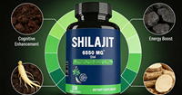 Capsules de résine de Shilajit de l'Himalaya OEM avec Ashwagandha, Ginseng, Saw Palmetto - Complément alimentaire à base de plantes pour adultes, améliore l'immunité, 60 capsules