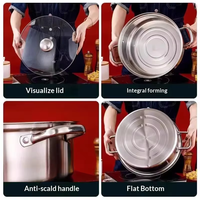Marmite extra-épaisse en acier inoxydable non revêtu, double face, robuste, pour cuisinières à induction, usage domestique, modèle CM No