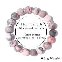 2023 Trendy Matt Frosted Pink Zebra Jasper Perlen Armband Glänzender Rosenquarz Healty Healing Crystal Yoga Armreif Edelstein