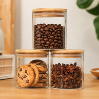 Stoples Kaca Kedap Udara Grosir dengan Tutup, Tersedia Berbagai Ukuran Stoples Penyimpanan Kaca Bening untuk Kopi Teh Rempah-rempah Gula