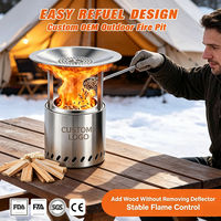 Neue Edelstahl-Feuerstelle im klassischen Design, robust und langlebig, für den Garten, mit Wärmeleitplatte, tragbar, Tischgrößen, Holzkohleheizung