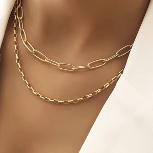 Set di Collane a Catena Paperclip da Donna, Collana a Strati Minimalista per Clavicola, Gioielli alla Moda - Product Image 1