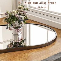 Miroirs de salle de bain muraux de style Art Déco avec écran LED et cadre en aluminium noir, style arqué décoratif pour la maison