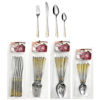 Ensemble de Couverts de Table en Acier Inoxydable Argentés et Dorés, Couteaux, Fourchettes et Cuillères, Personnalisables pour Fabricants en Gros