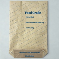 Sac tissé en PP laminé papier kraft 25 kg à fond carré, qualité alimentaire, haute barrière, anti-humidité pour lait en poudre, protéines de lactosérum, produits laitiers
