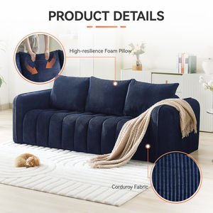 Nouveau canapé sectionnel contemporain pour salon de villa, revêtement en velours, design gain de place, aucun assemblage requis - Product Image 3